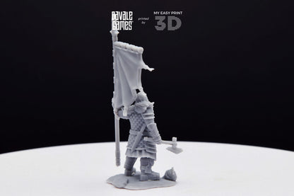 Silver Goat Dwarves Banner on foot - Davale Games - 3D Printed with high quality resin for LOTR/D&D games