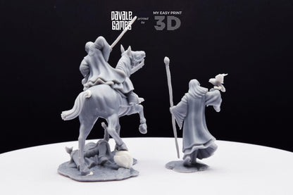 Blood-Handed Mage - Foot and Mounted - Davale Games - 3D Printed with high quality resin for LOTR/D&D games