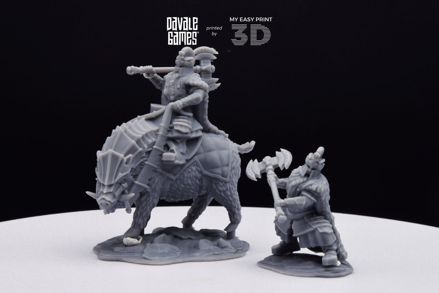 Silver Goat Dwarf Lord Iron - Foot and Mounted - Davale Games - 3D Printed with high quality resin for LOTR/D&D games