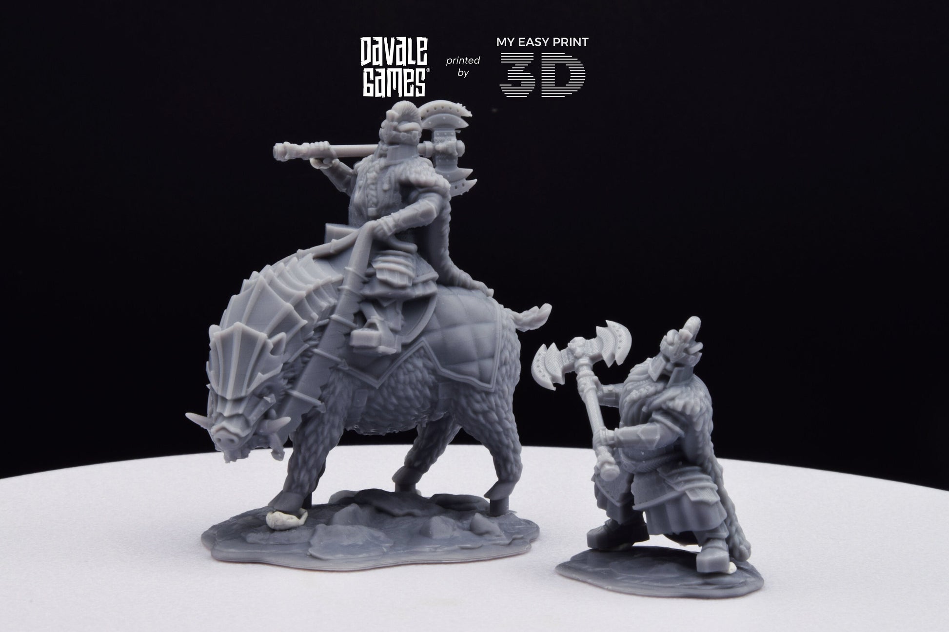 Silver Goat Dwarf Lord Iron - Foot and Mounted - Davale Games - 3D Printed with high quality resin for LOTR/D&D games
