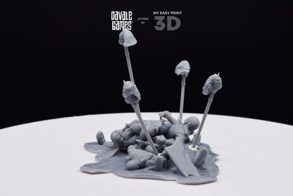Bonfires with Pikes and Bloodhand Orcs heads - War Item - Davale Games - 3D Printed with high quality resin for LOTR/D&D games