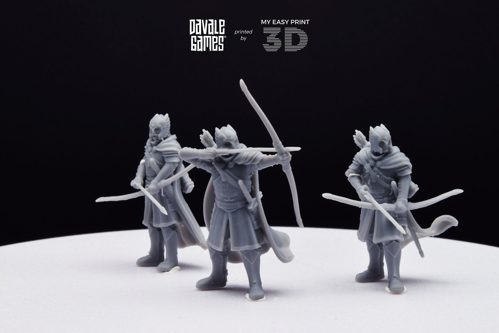 Grey Castle Guard with Long Bows - Davale Games - 3D Printed with high quality resin for LOTR/D&D games