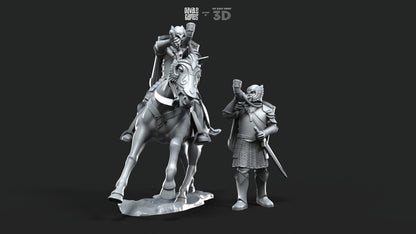 Grey Castle Horn - Foot and Mounted - Davale Games - 3D Printed with high quality resin for LOTR/D&D games