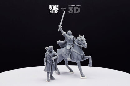 Captain of the Grey Castle - Foot and Mounted - Davale Games - 3D Printed with high quality resin for LOTR/D&D games