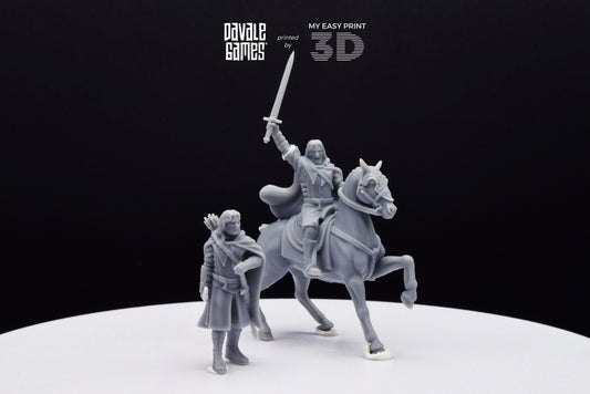 Captain of the Grey Castle - Foot and Mounted - Davale Games - 3D Printed with high quality resin for LOTR/D&D games