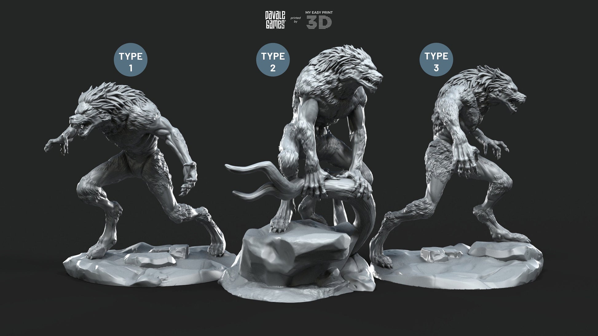 Lycanthropes of Anagar - Davale Games - 3D Printed with high quality resin for LOTR/D&D games