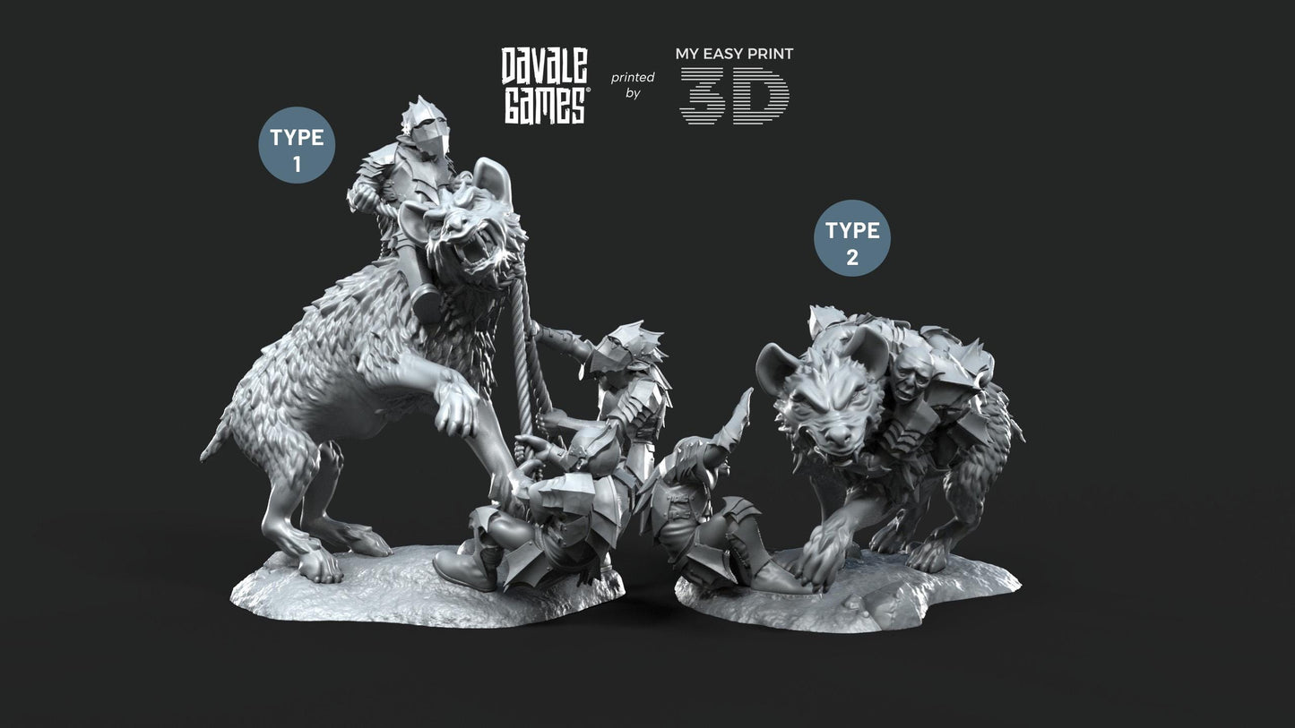 Wolf Riders Tamers - Goblins of the cave - Davale Games - 3D Printed with high quality resin for LOTR/D&D games