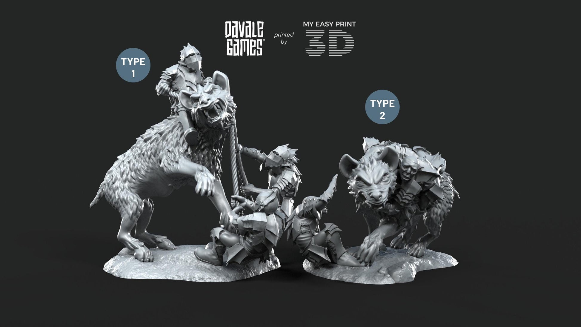 Wolf Riders Tamers - Goblins of the cave - Davale Games - 3D Printed with high quality resin for LOTR/D&D games
