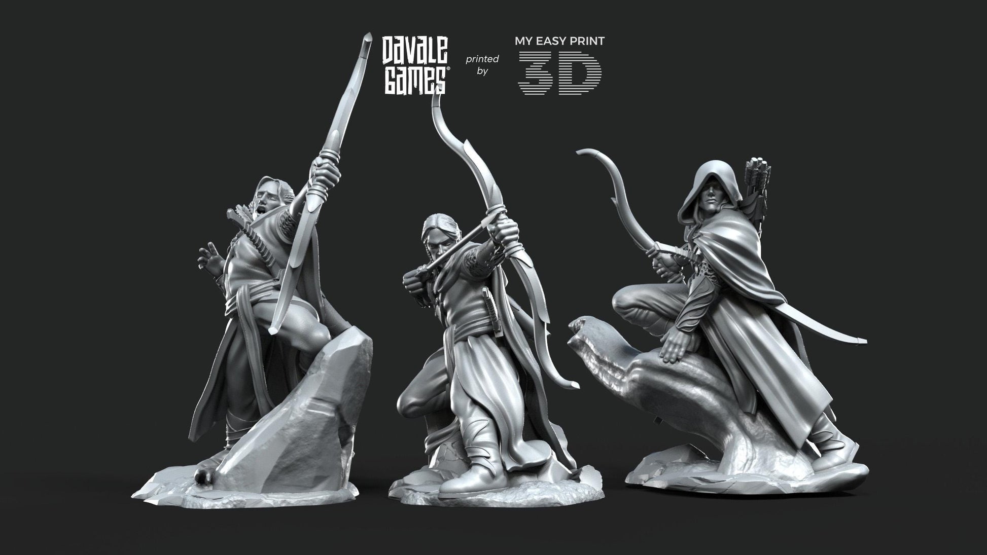 Galanthir Elves Forest Guardians with Bow - Davale Games - 3D Printed with high quality resin for LOTR/D&D games