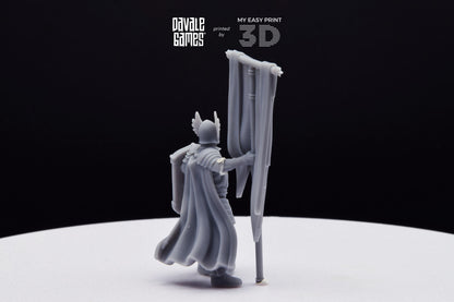 Grey Castle Tree Guard With Banner - Foot - Davale Games - 3D Printed with high quality resin for LOTR/D&D games