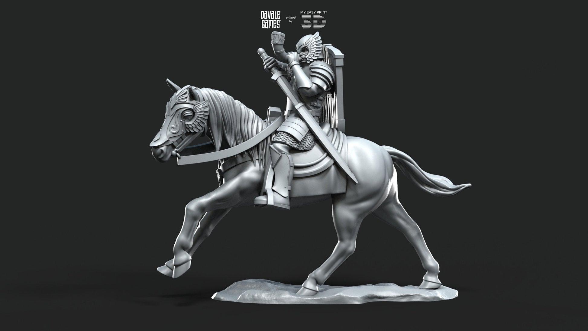 Grey Castle Horn - Foot and Mounted - Davale Games - 3D Printed with high quality resin for LOTR/D&D games