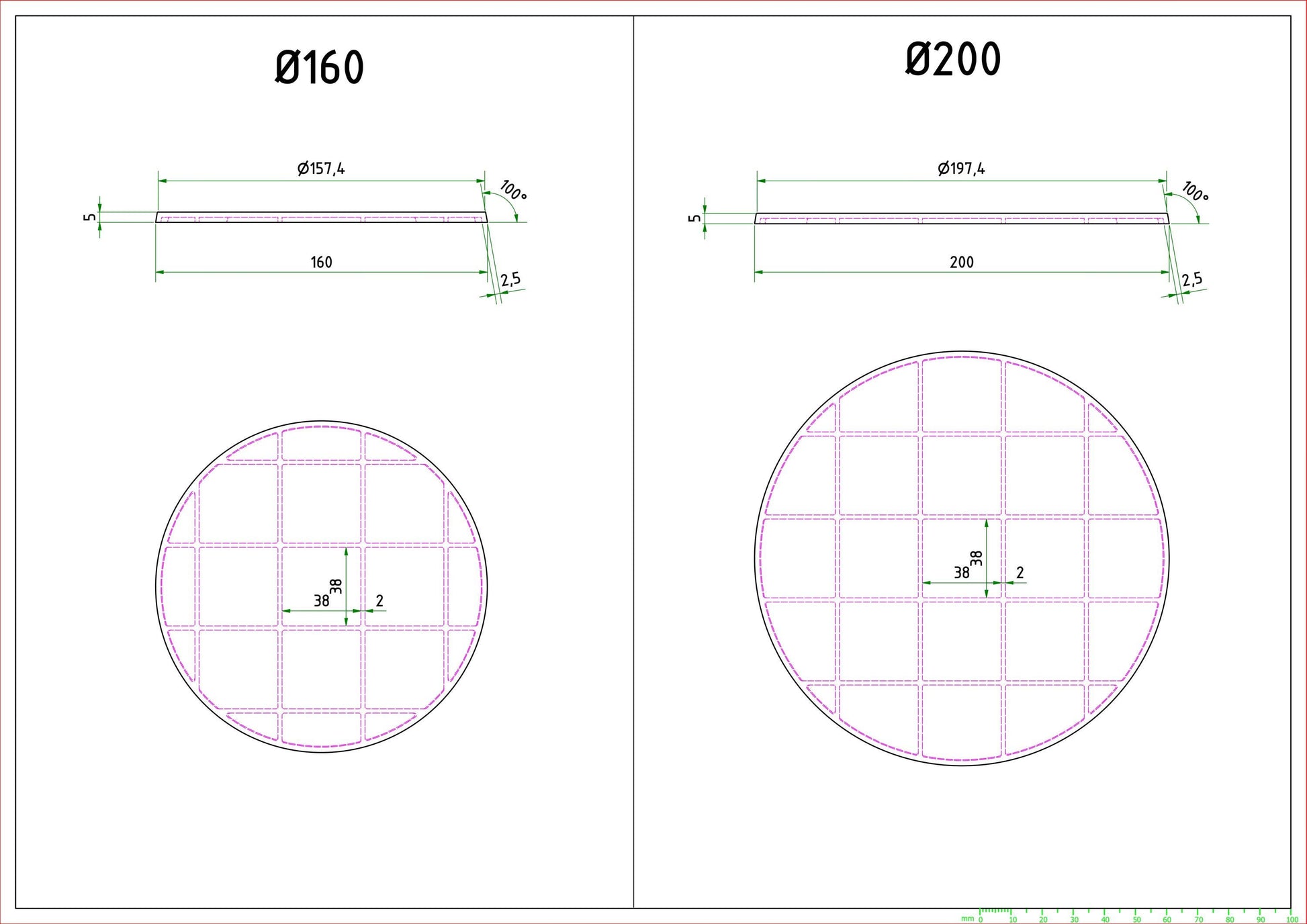 Round Bases for Miniatures - 20mm to 200mm - 3D Printed with high quality PLA+ for Tabletop Games/Wargames/D&D games