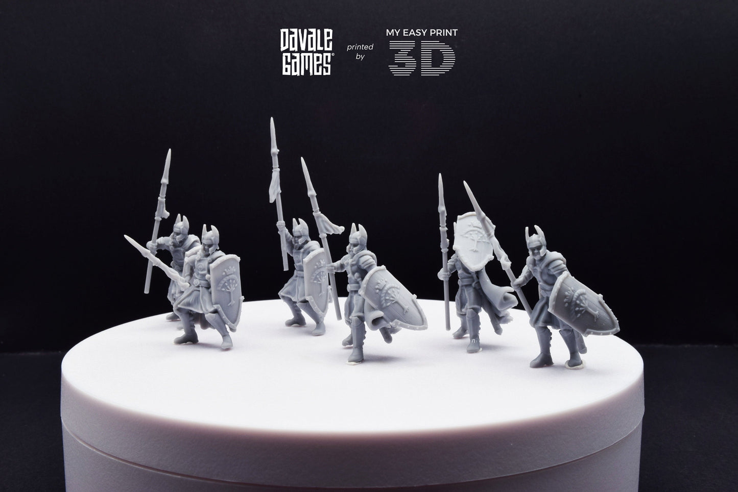 Old High Human Warriors Spearmen - Davale Games - 3D Printed with high quality resin for LOTR/D&D games