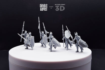 Old High Human Warriors Spearmen - Davale Games - 3D Printed with high quality resin for LOTR/D&D games