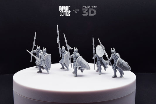 Old High Human Warriors Spearmen - Davale Games - 3D Printed with high quality resin for LOTR/D&D games