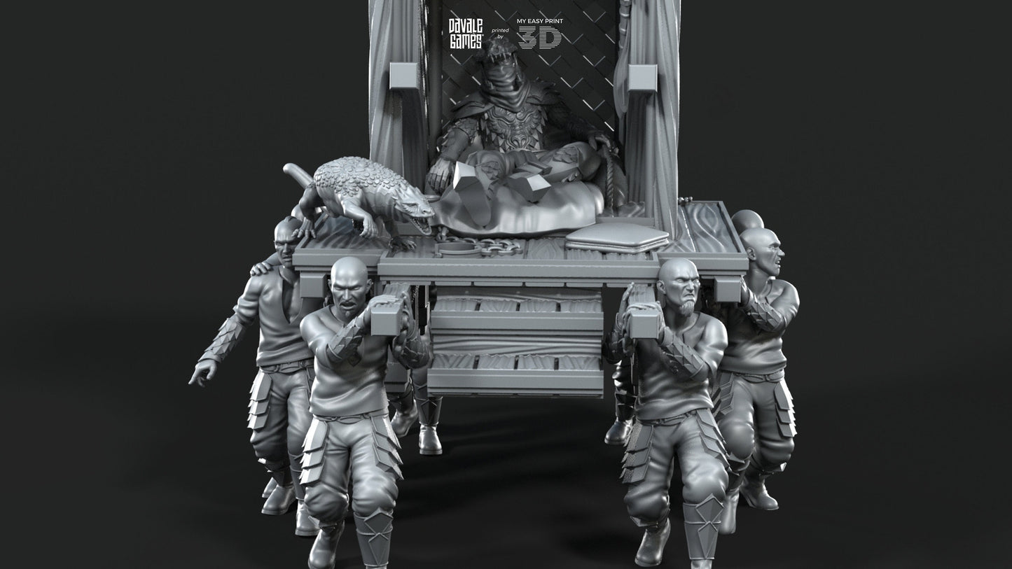 Dragon Army King on Palanquin [Ver. A] - Davale Games - 3D Printed with high quality resin for LOTR/D&D games