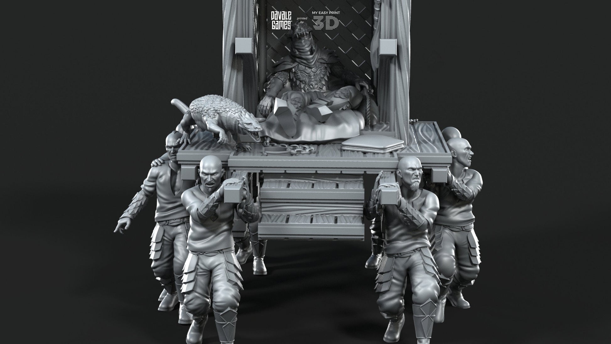 Dragon Army King on Palanquin [Ver. A] - Davale Games - 3D Printed with high quality resin for LOTR/D&D games