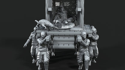 Dragon Army King on Palanquin [Ver. A] - Davale Games - 3D Printed with high quality resin for LOTR/D&D games