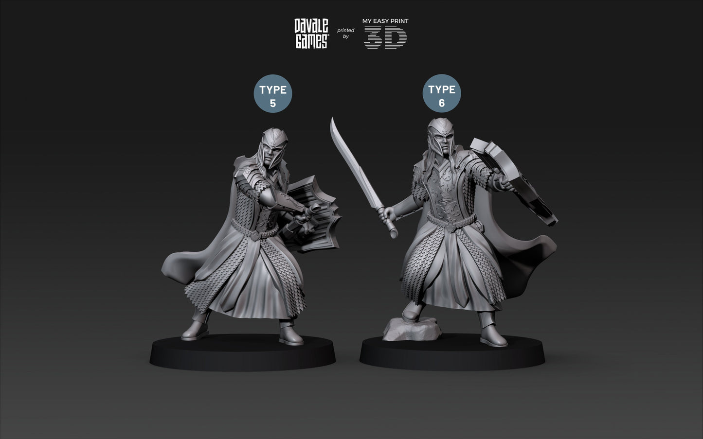 Armoured Wood Elf with Sword - Davale Games - 3D Printed with high quality resin for LOTR/D&D games