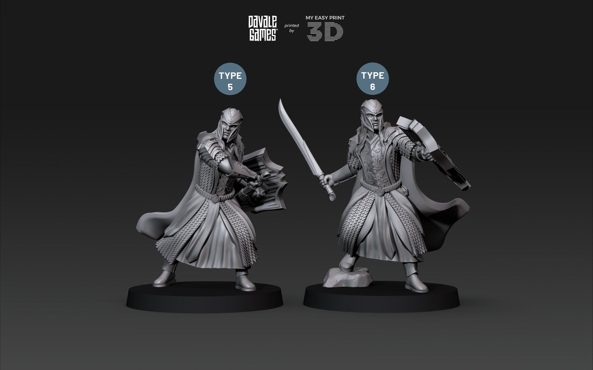 Armoured Wood Elf with Sword - Davale Games - 3D Printed with high quality resin for LOTR/D&D games