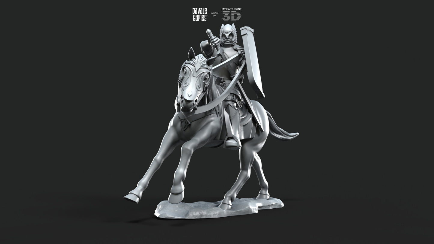 Grey Castle Horn - Foot and Mounted - Davale Games - 3D Printed with high quality resin for LOTR/D&D games