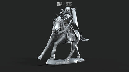 Grey Castle Horn - Foot and Mounted - Davale Games - 3D Printed with high quality resin for LOTR/D&D games