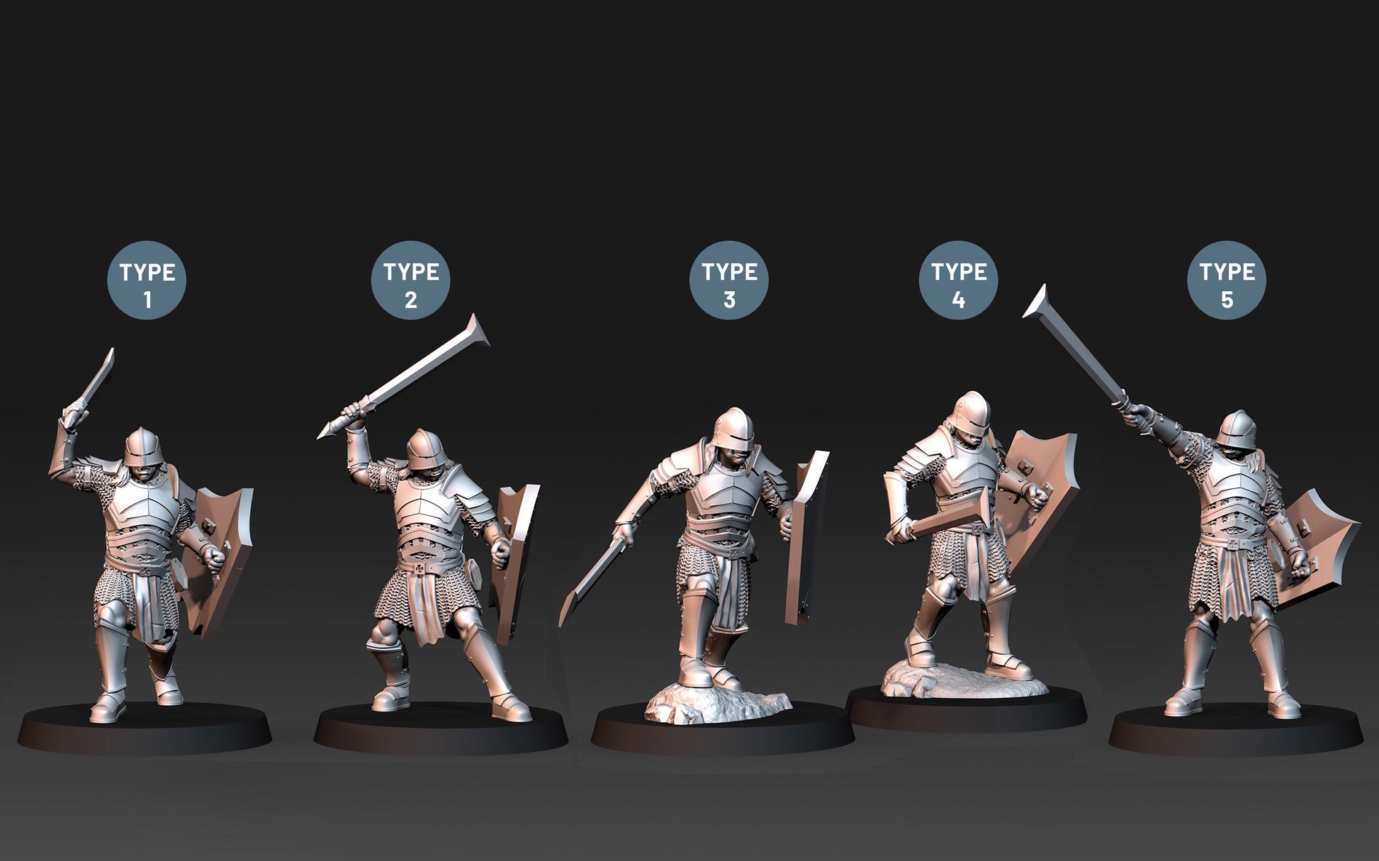 Blood-Handed Orcs with Shield and Sword - Davale Games - 3D Printed with high quality resin for LOTR/D&D games