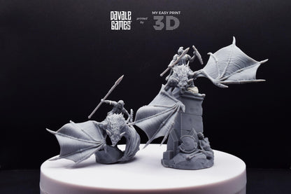 Bat Riders - Goblins of the cave - Davale Games - 3D Printed with high quality resin for LOTR/D&D games