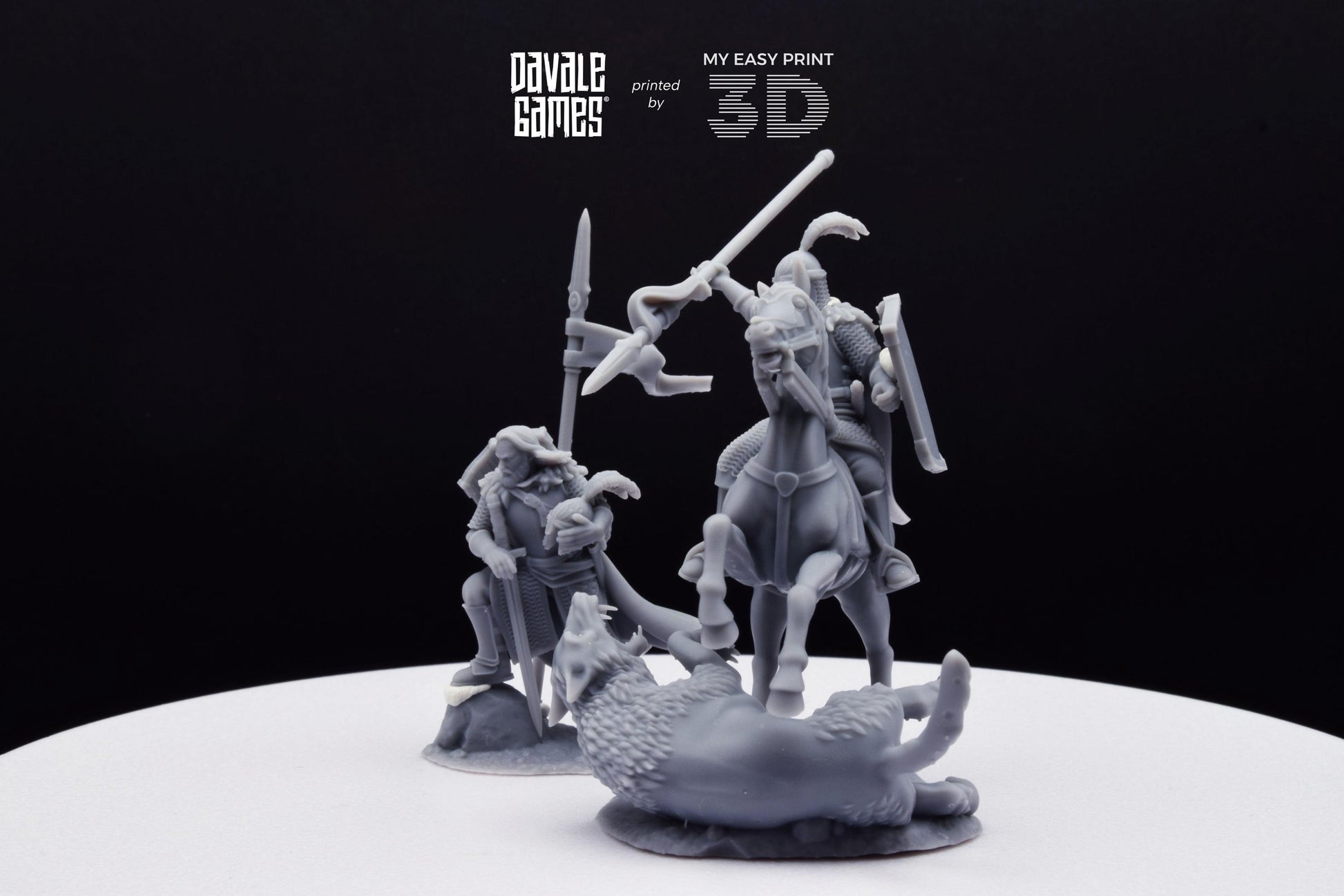 North Warrior Captain with Spear and Shield - Grey Castle - Foot and Mounted - Davale Games - 3D Printed with HQ resin for LOTR/D&D games