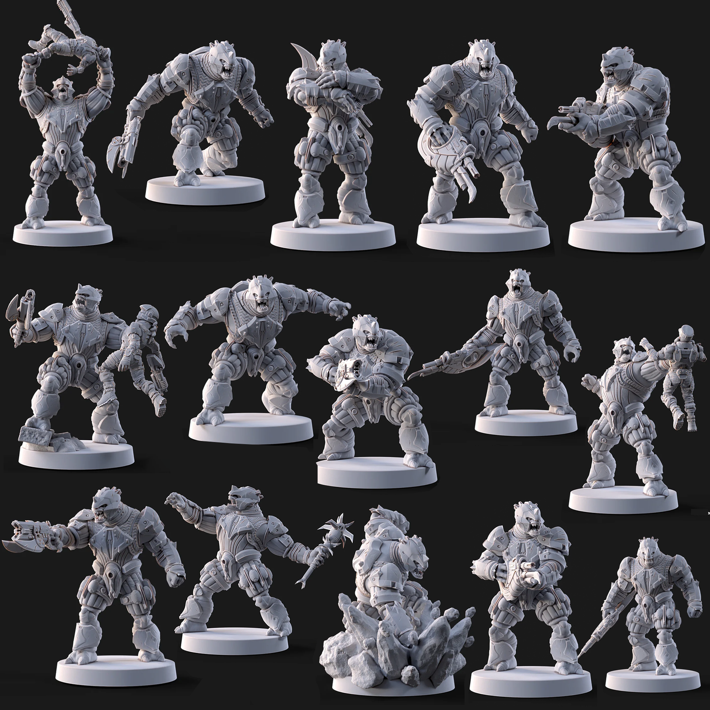 Halo Brutes Miniatures - Galactic Armory - 3D Printed with High Quality Resin for Wargame/Skirmish/D&D