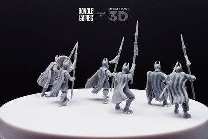 Old High Human Warriors Spearmen - Davale Games - 3D Printed with high quality resin for LOTR/D&D games
