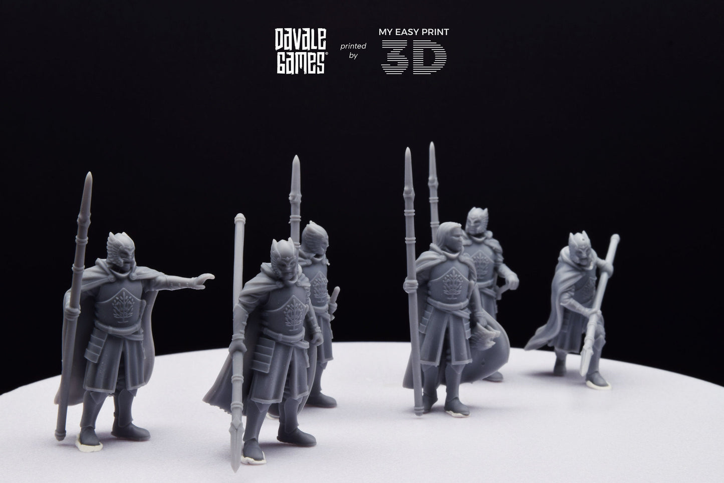 Grey Castle Court Guards with Spear - Foot - Davale Games - 3D Printed with high quality resin for LOTR/D&D games