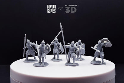 North Warriors with Spear and Shield - Davale Games - 3D Printed with high quality resin for LOTR/D&D games