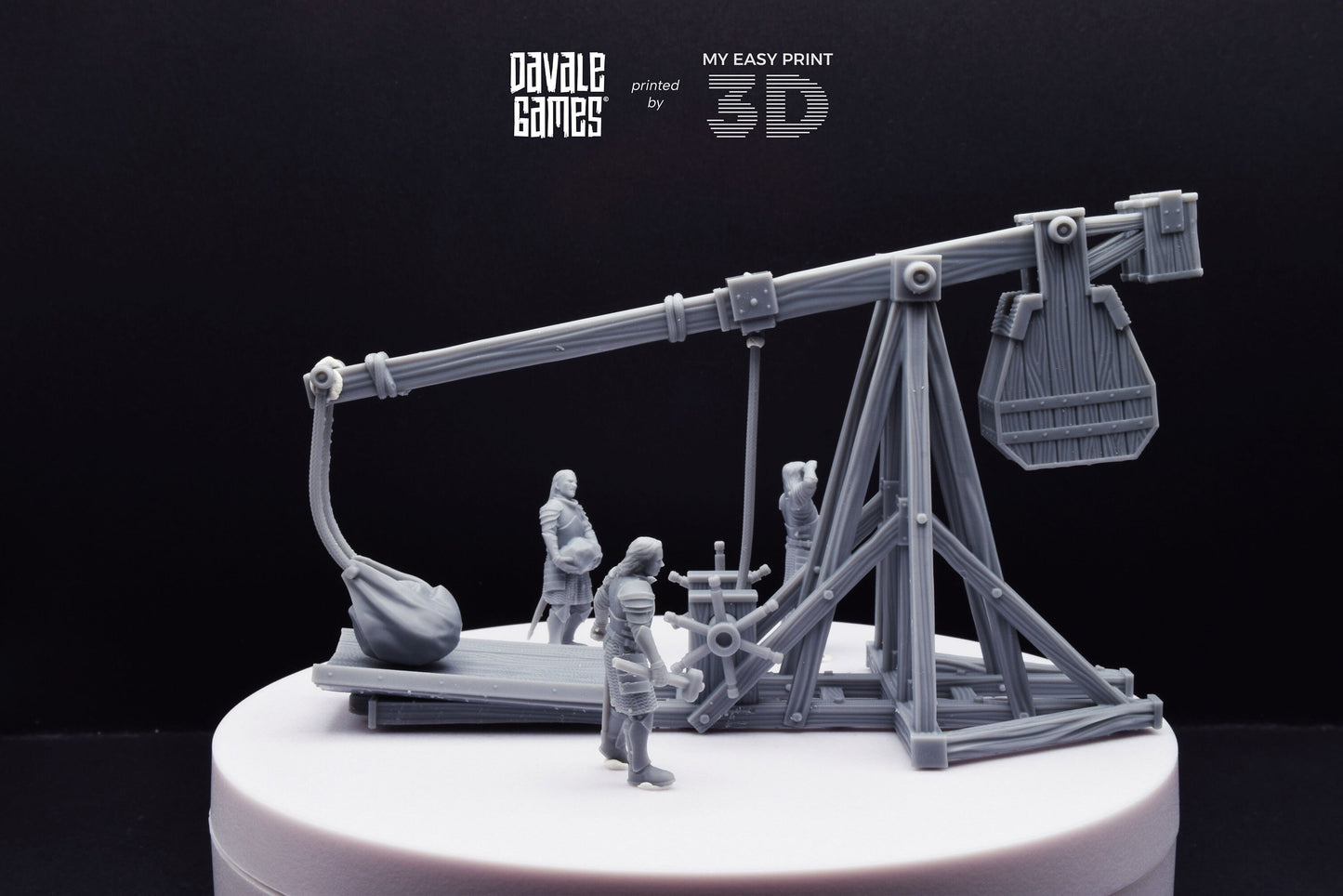 Grey Castle Trebuchet with Dotation - Davale Games - 3D Printed with high quality resin for LOTR/D&D games