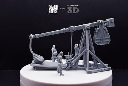 Grey Castle Trebuchet with Dotation - Davale Games - 3D Printed with high quality resin for LOTR/D&D games