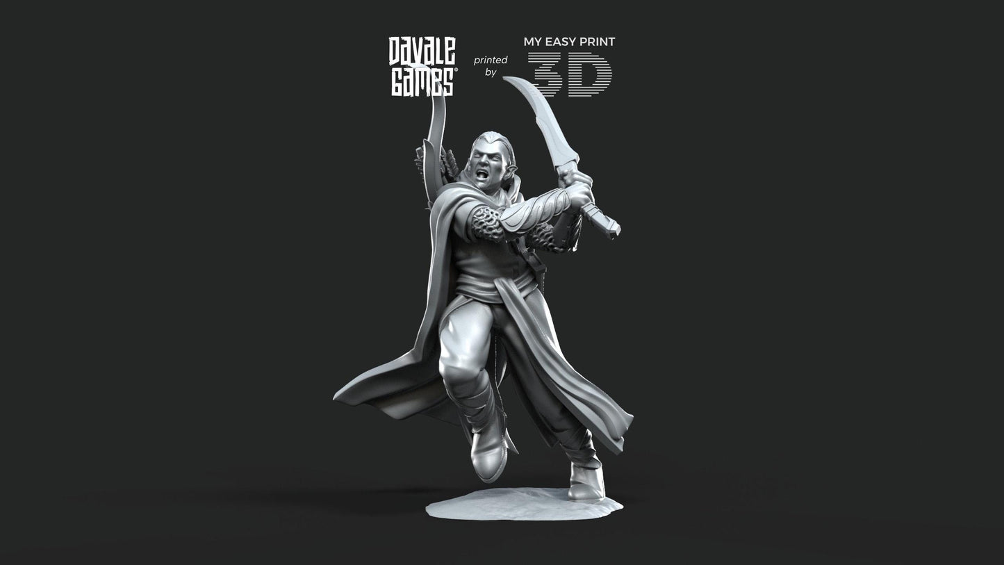 Galanthir Elves - Forest Guardians with Sword - Davale Games - 3D Printed with high quality resin for LOTR/D&D games