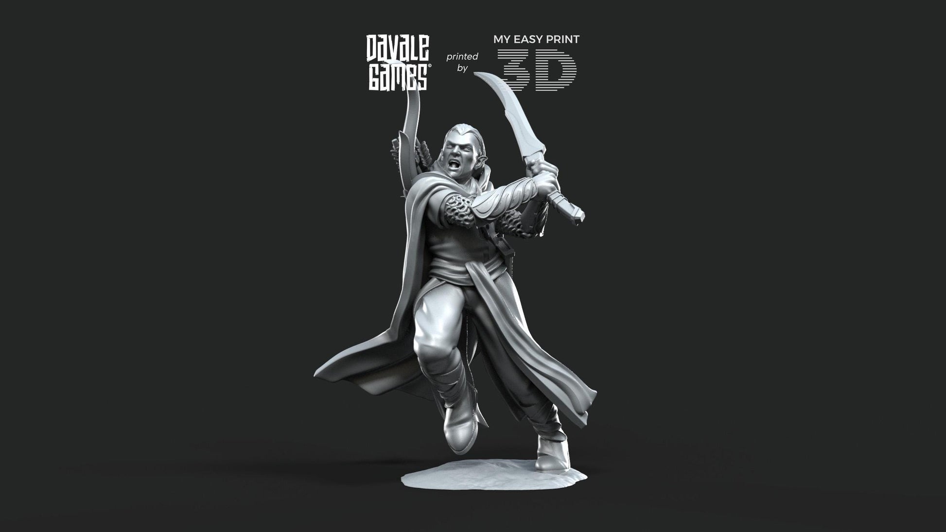 Galanthir Elves - Forest Guardians with Sword - Davale Games - 3D Printed with high quality resin for LOTR/D&D games