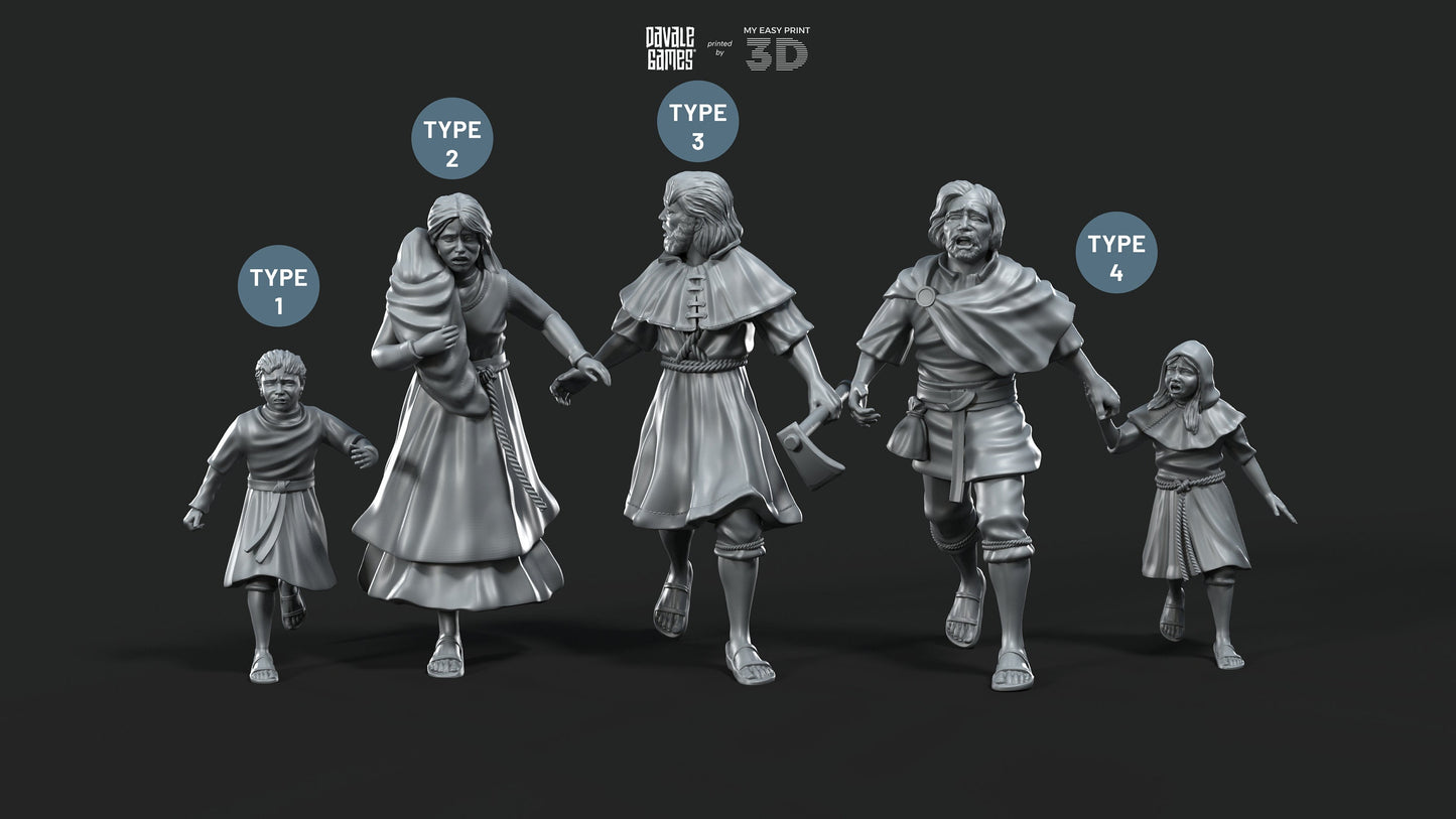 Peasants Fleeing - Davale Games - Historical games - 3D Printed with high quality resin