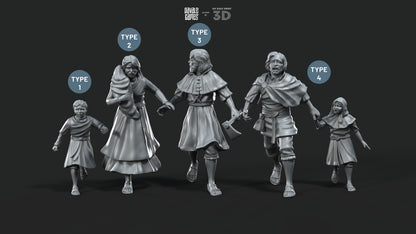 Peasants Fleeing - Davale Games - Historical games - 3D Printed with high quality resin