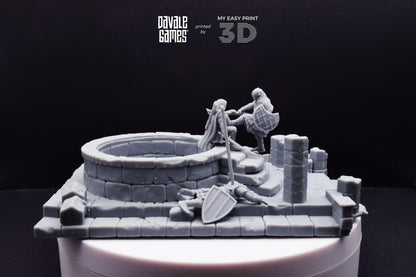 Grey Castle Scenery with Casualties [Ver.1 + Ver.2] - Davale Games - 3D Printed with high quality resin for LOTR/D&D games