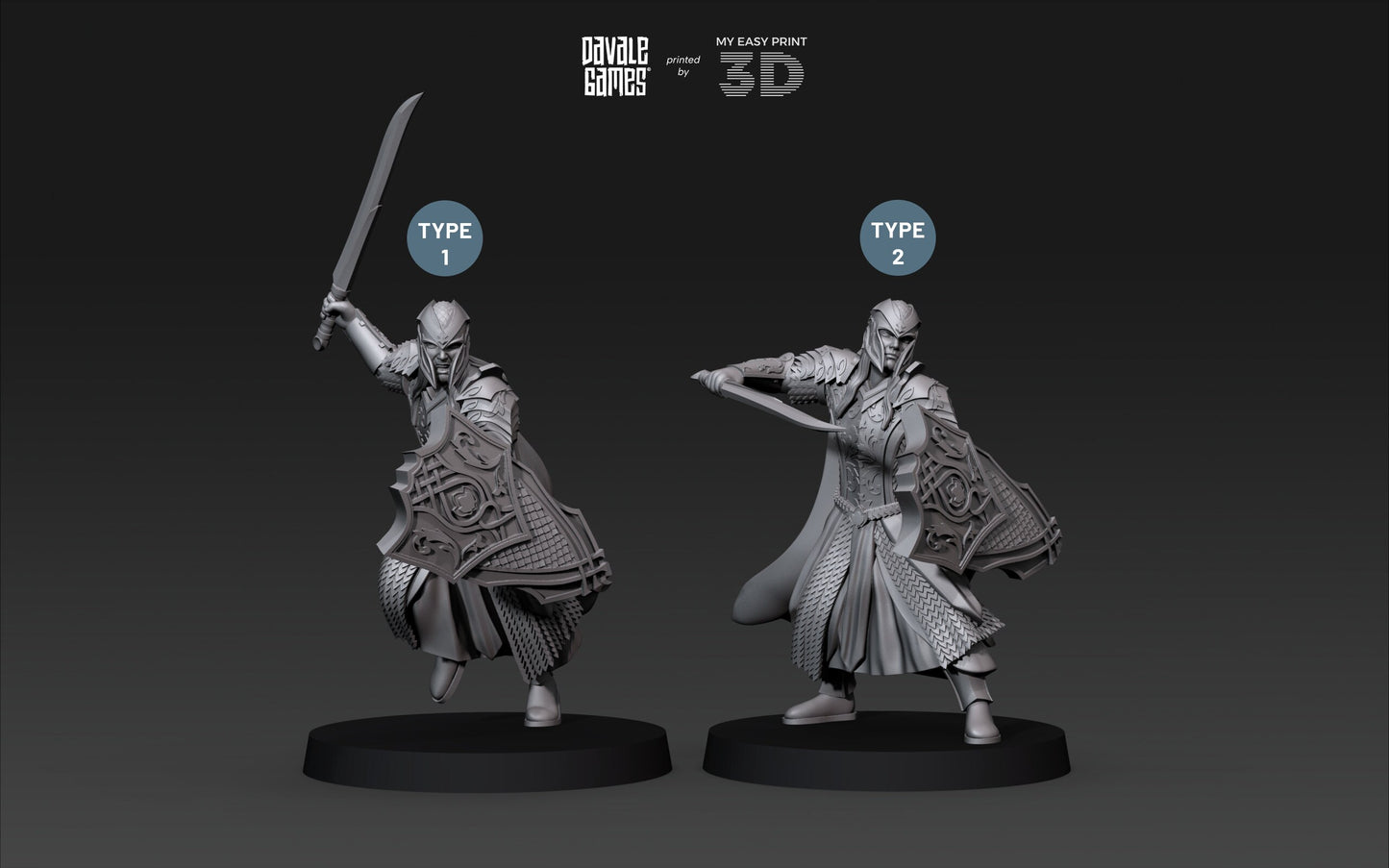 Armoured Wood Elf with Sword - Davale Games - 3D Printed with high quality resin for LOTR/D&D games