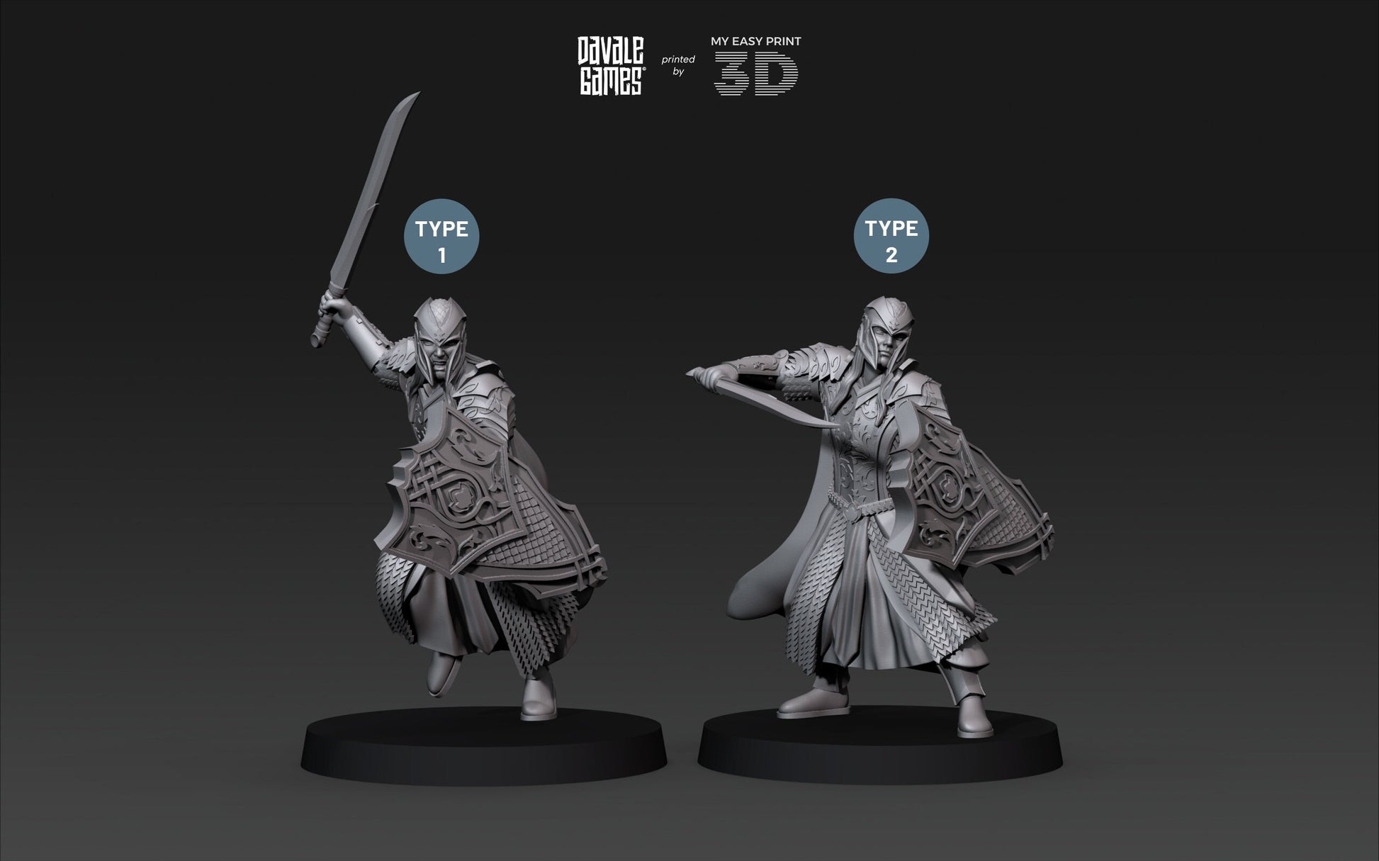 Armoured Wood Elf with Sword - Davale Games - 3D Printed with high quality resin for LOTR/D&D games