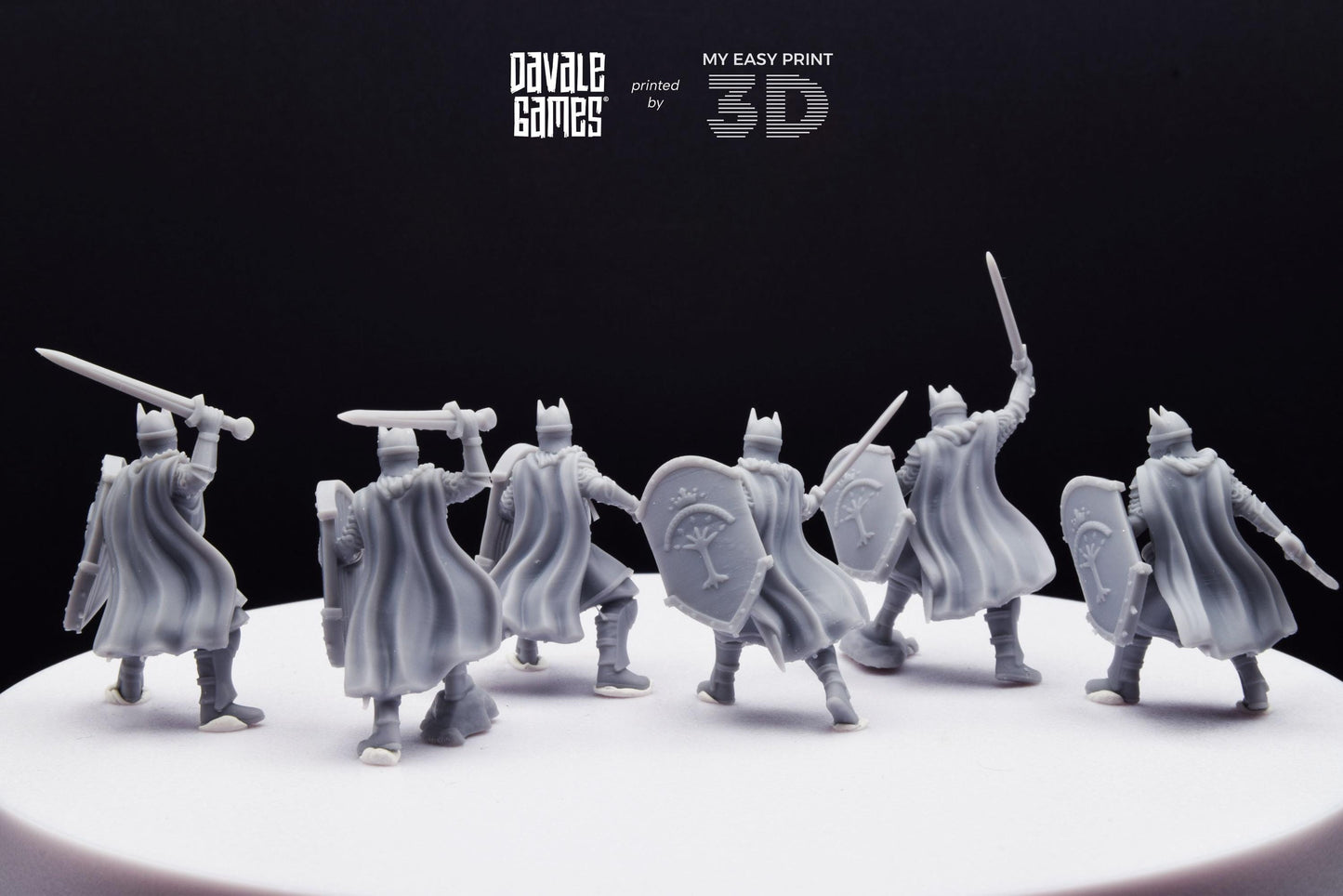 High Human Warrior with Sword and Shield - Davale Games - 3D Printed with high quality resin for LOTR/D&D games