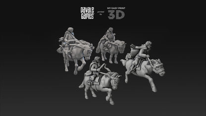 Halfmen on Pony - Mounted - Davale Games - 3D Printed with high quality resin for LOTR/D&D games