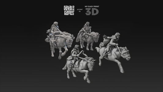 Halfmen on Pony - Mounted - Davale Games - 3D Printed with high quality resin for LOTR/D&D games