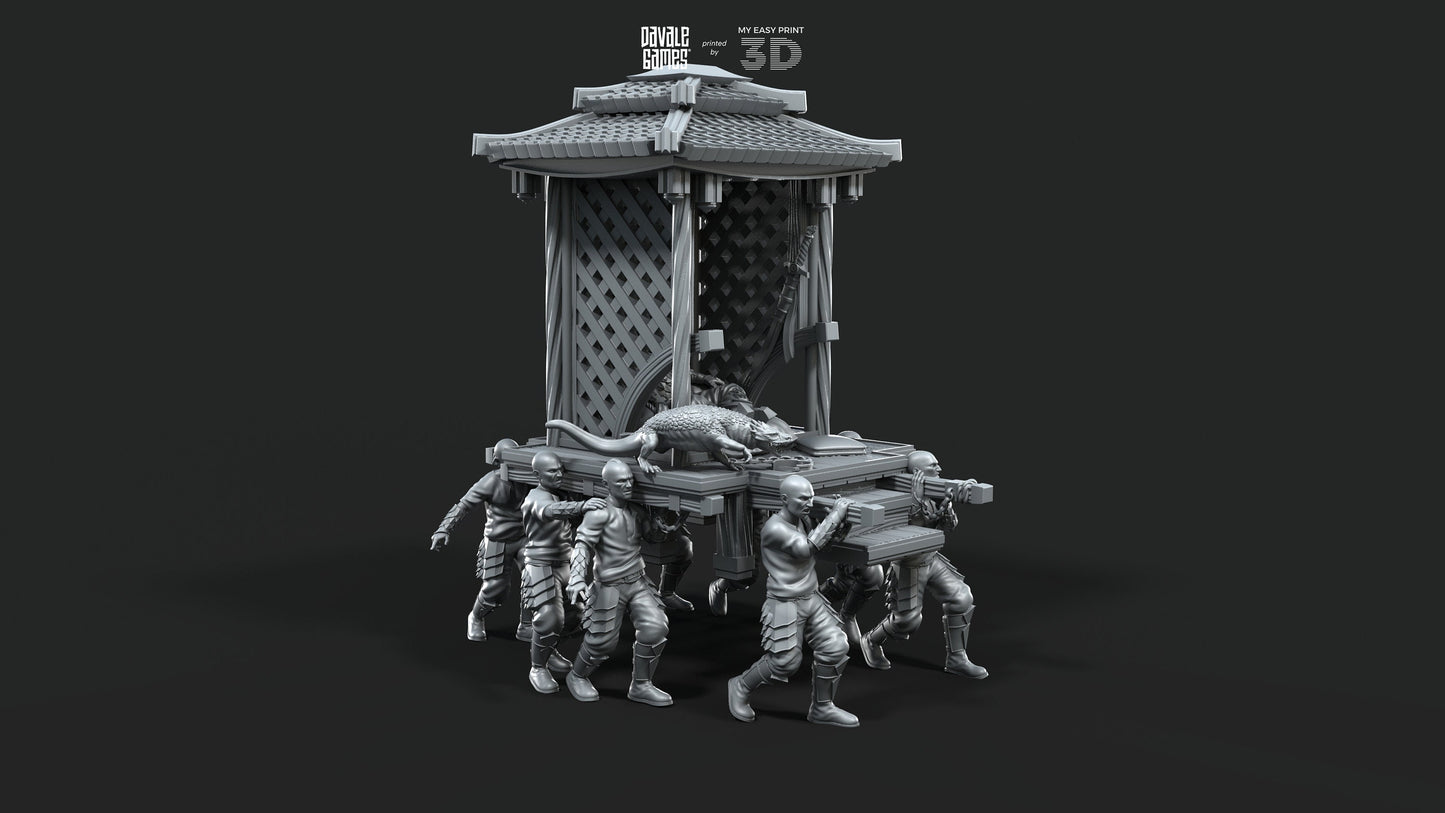 Dragon Army King on Palanquin [Ver. A] - Davale Games - 3D Printed with high quality resin for LOTR/D&D games