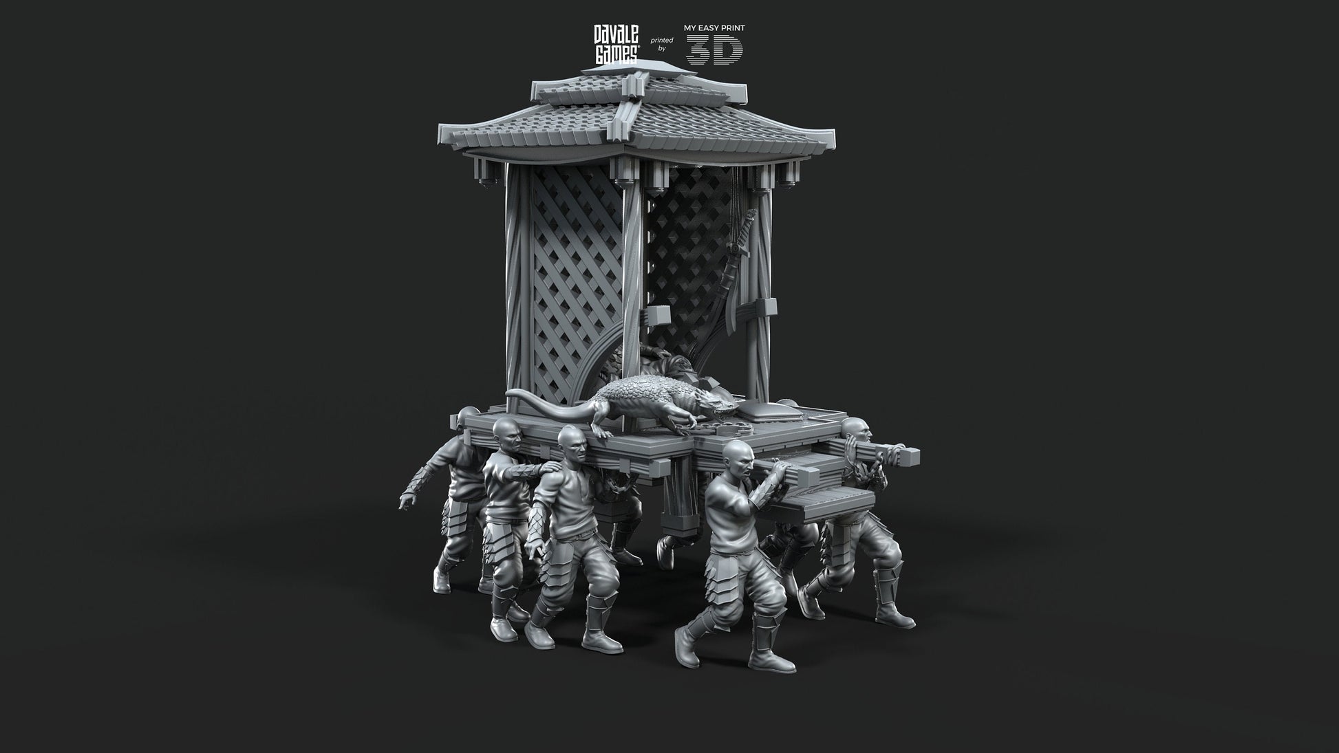 Dragon Army King on Palanquin [Ver. A] - Davale Games - 3D Printed with high quality resin for LOTR/D&D games