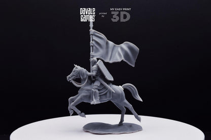 Grey Castle Banner - Mounted - Davale Games - 3D Printed with high quality resin for LOTR/D&D games