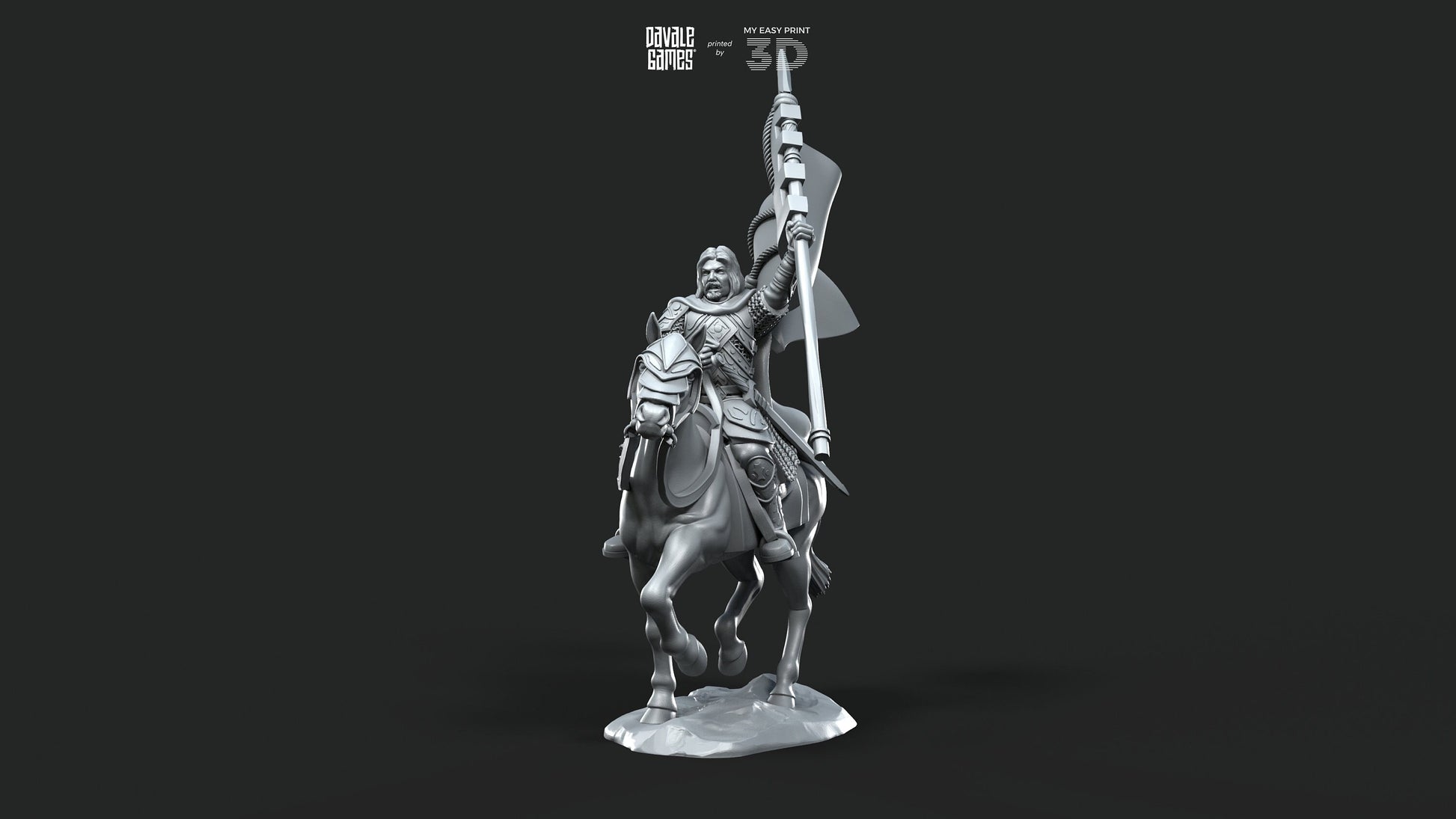 Mudd - West Human Banner - Foot and Mounted - Davale Games - 3D Printed with high quality resin for LOTR/D&D games
