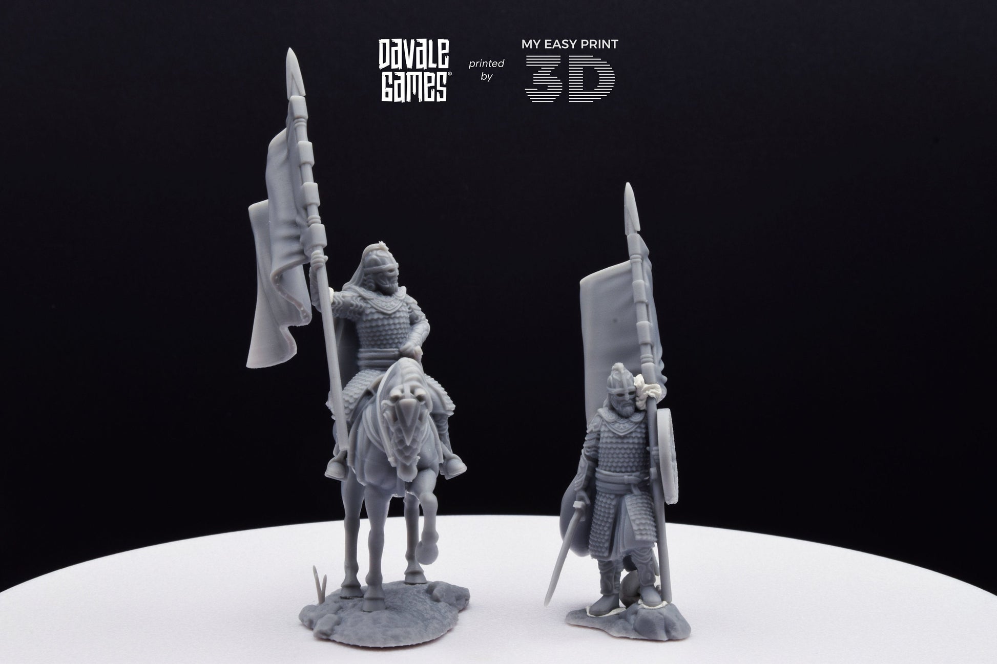 West Human Royal Guard with Banner - Foot and Mounted - Davale Games - 3D Printed with high quality resin for LOTR/D&D games